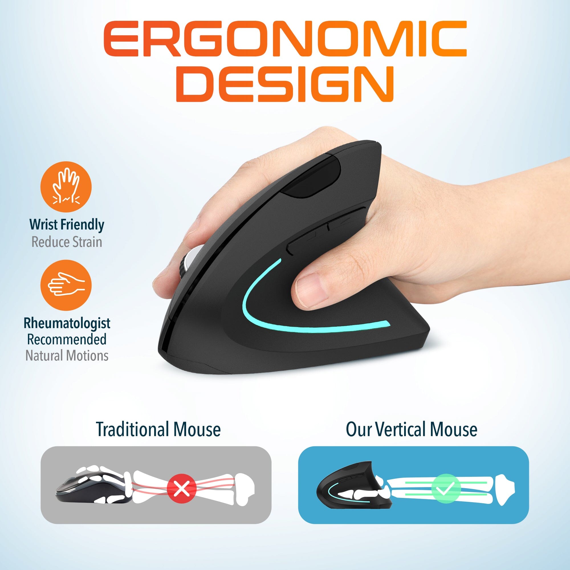 Delton S12 Ergonomic Vertical Wireless Mouse 2.4GHz USB Dongle Battery Operated Computer Accessories - DailySale