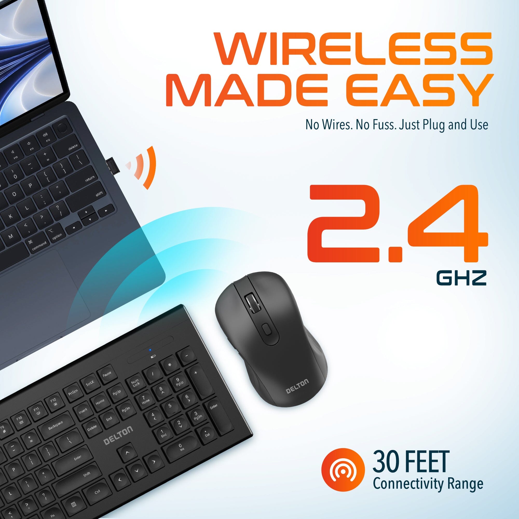 Delton Wireless Keyboard and Mouse Combo, Computer Cordless Mouse & Keyboard Computer Accessories - DailySale