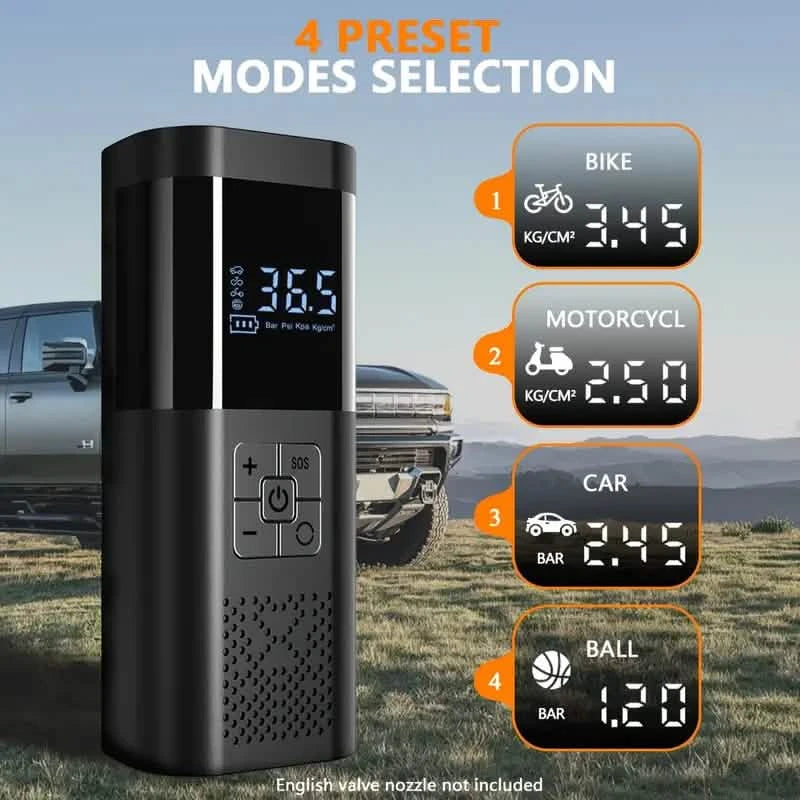 Portable Electric Tire Inflator – 150PSI Air Compressor with Digital Gauge & LED Light