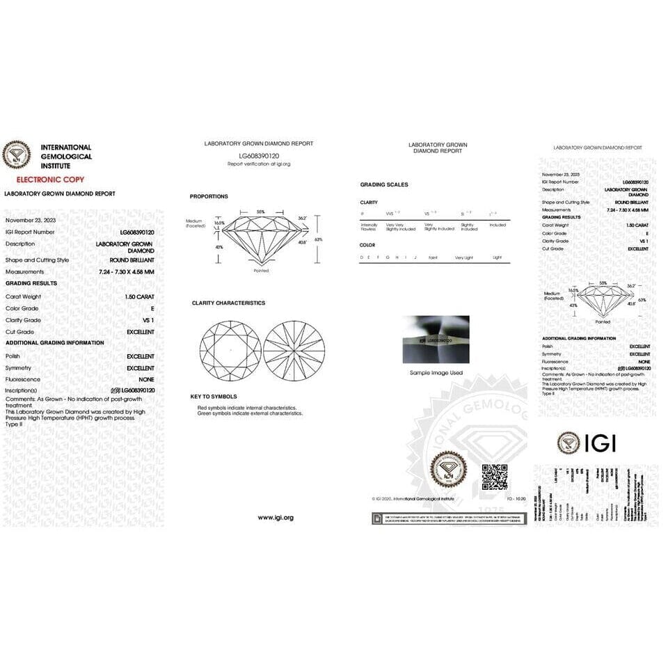 Diamond Engagement Pendant VS1 E Round 1.50 Ct Lab Created IGI Certified Special Necklaces - DailySale