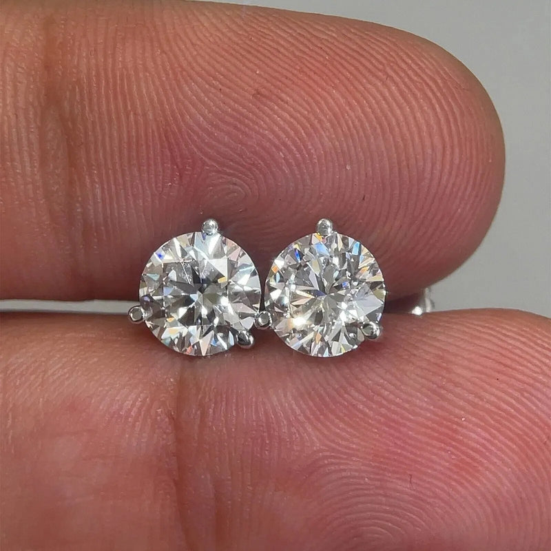 Diamond Stud Earrings F VS2 Round 4 Carat Lab Created 14K White Gold Screw Back Earrings - DailySale