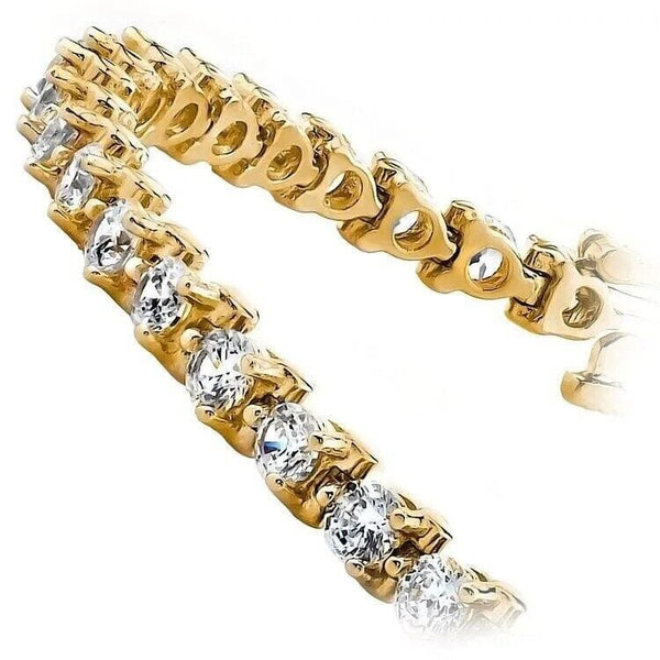 Diamond Tennis Bracelet 6.00 CT Round Cut 14k Yellow Gold 100% Natural H/SI Bracelets - DailySale