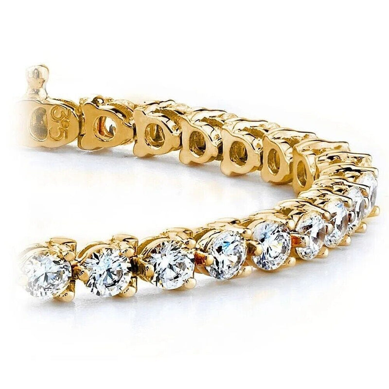 Diamond Tennis Bracelet 6.00 CT Round Cut 14k Yellow Gold 100% Natural H/SI Bracelets - DailySale