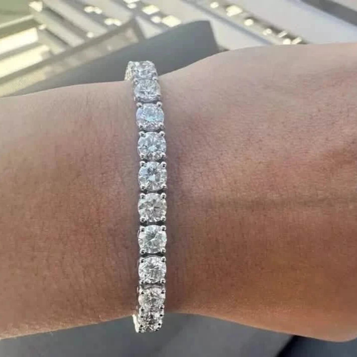 14k White Gold 14.00 Ct Lab Grown Diamond Tennis Bracelet – 7 Inch, D Color VS