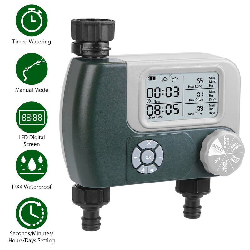 Digital Programmable Sprinkler Timer with 2 Outlet Zones Garden & Patio - DailySale