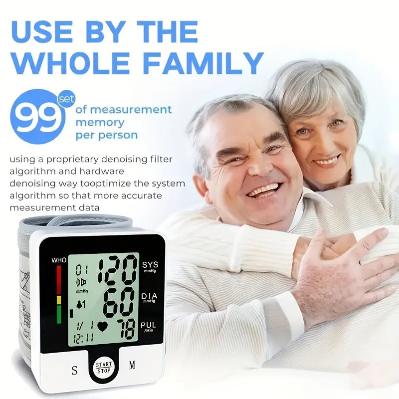 Digital Wrist Blood Pressure Monitor for Adults - Voice-Activated, Heart Rate & Adjustable Cuff Wellness - DailySale