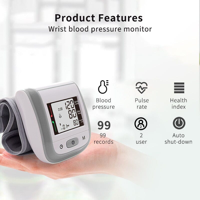 Digital Wrist Blood Pressure Monitor Heart Rate Pulse Meter Measure Wellness - DailySale