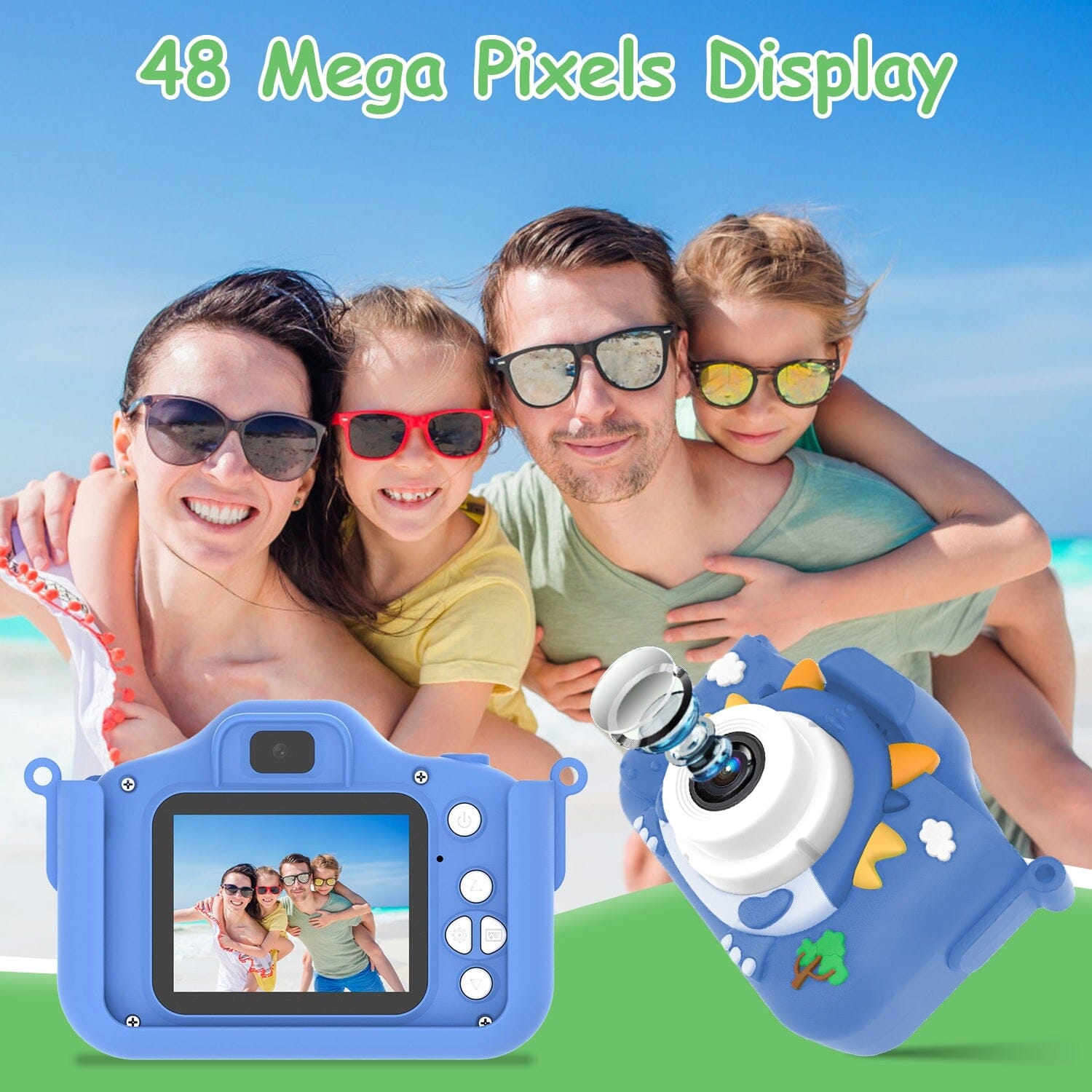 Dinosaur Kids Selfie 48MP 1080P HD Cartoon Digital Camera Cameras & Drones - DailySale