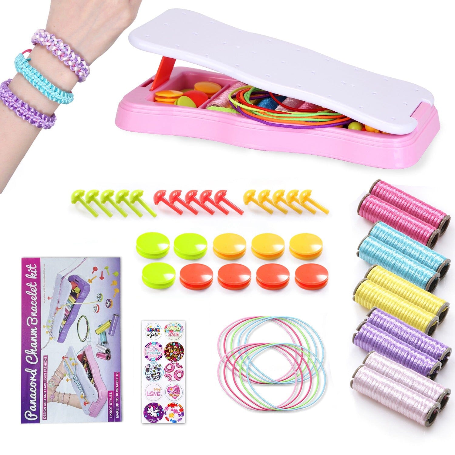 DIY Bracelet Making Kit for Kids Arts & Crafts Pink - DailySale