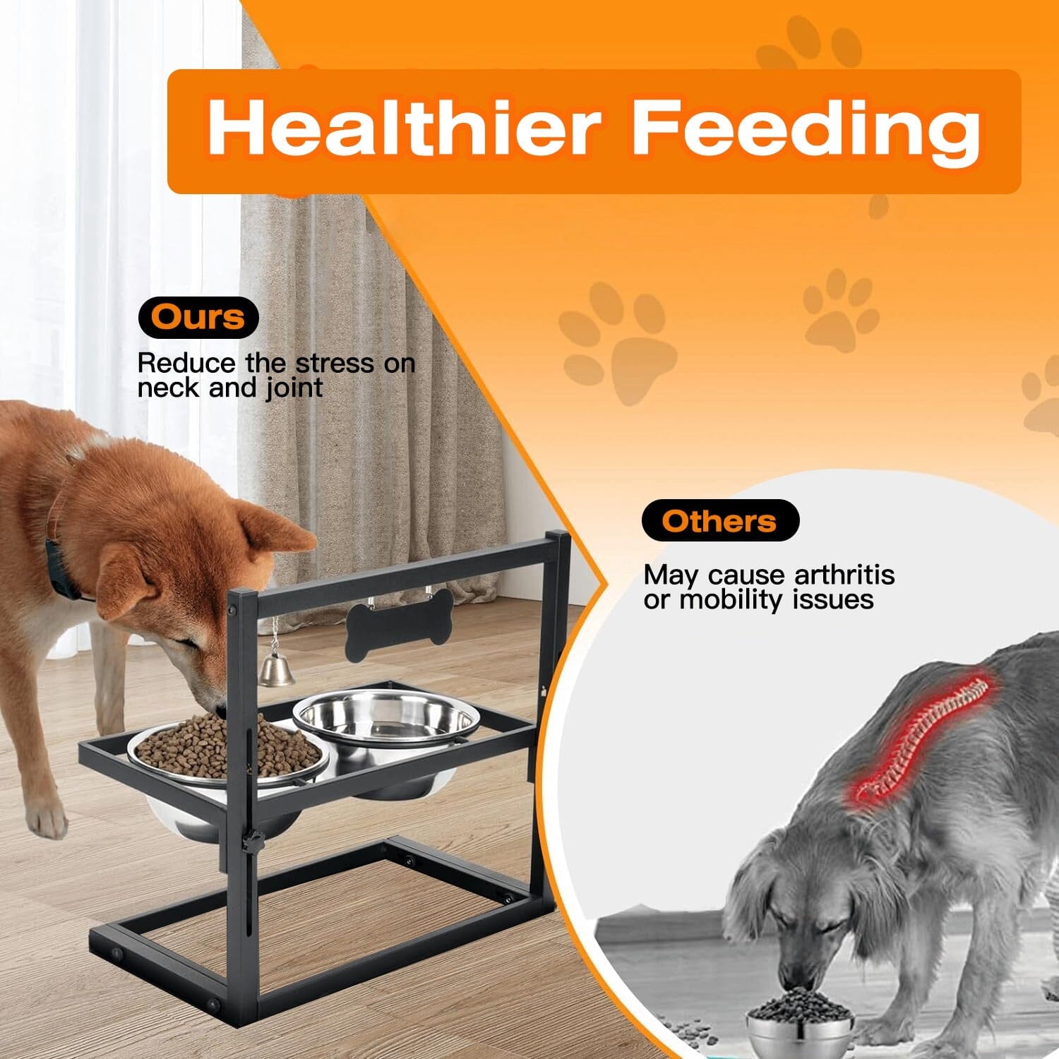 Dog Raised Bowls with Adjustable Height Stainless Steel Pet Supplies - DailySale