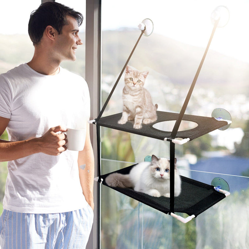 Double Layer Perch Bed Powerful Suction Indoor Window Hammock for Cat Pet Supplies - DailySale