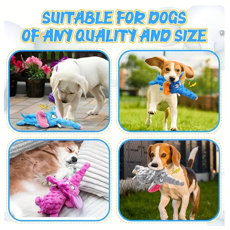 Durable Squeaky Elephant Plush Dog Toy - Bite-Resistant, Teeth Cleaning Design for All Breeds Pet Supplies - DailySale