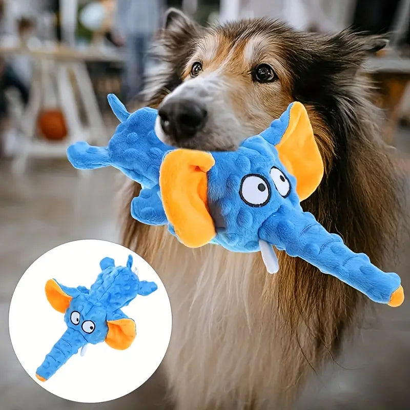 Durable Squeaky Elephant Plush Dog Toy - Bite-Resistant, Teeth Cleaning Design for All Breeds Pet Supplies - DailySale