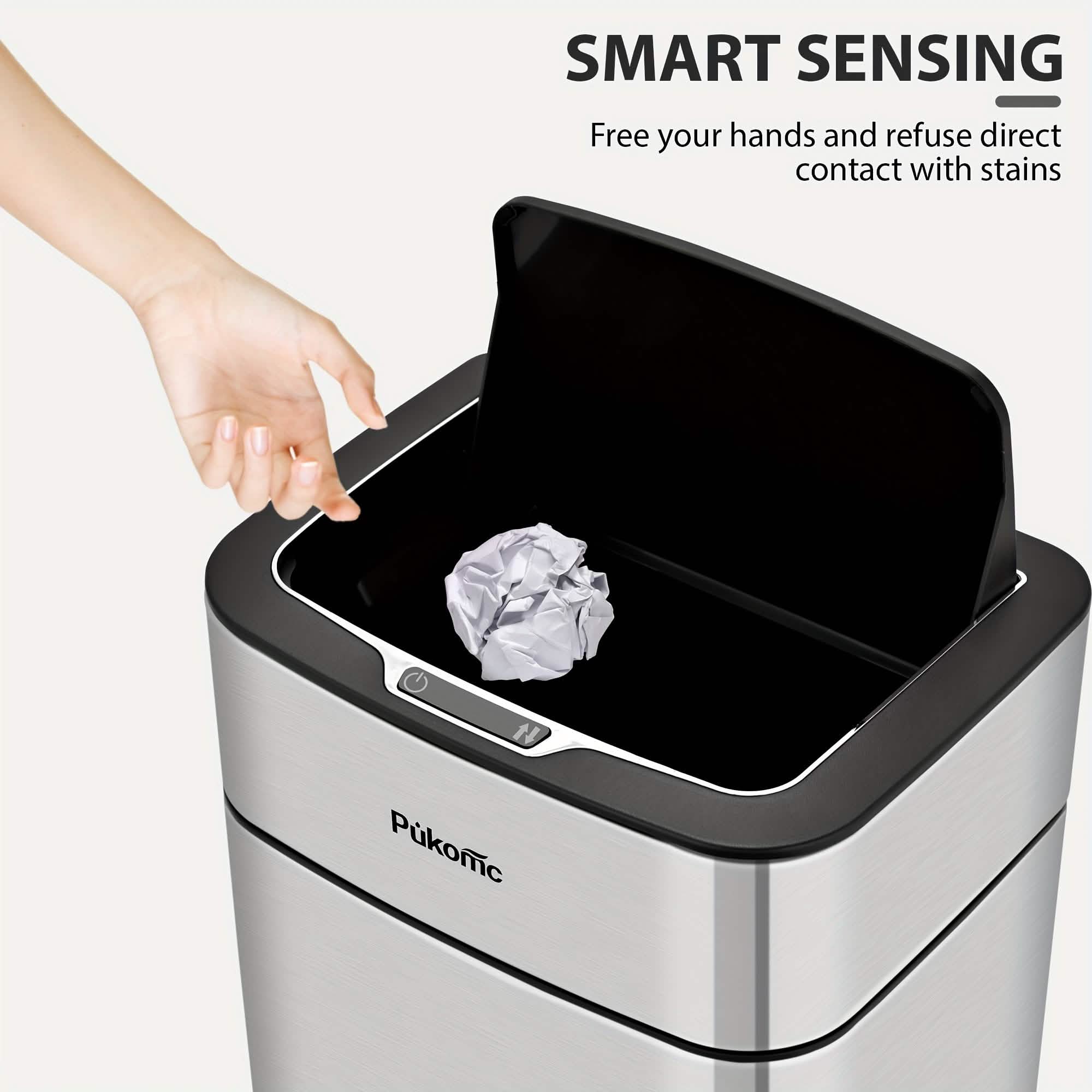 Automatic Stainless Steel Sensor Trash Can – Hands-free Quiet Close & Odor-Control System