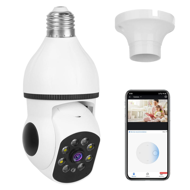 E27 WiFi Bulb Camera 1080P FHD WiFi IP Pan Tilt Security Surveillance Camera with Two-Way Audio Full Color Night Vision Smart Home & Security - DailySale