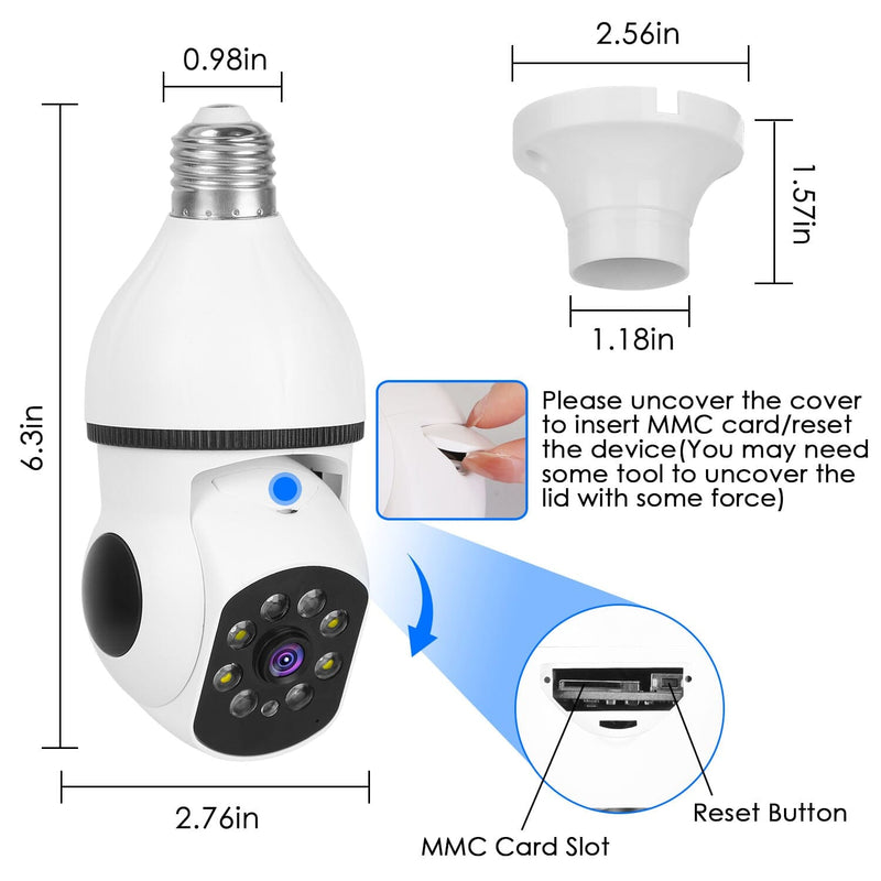 E27 WiFi Bulb Camera 1080P FHD WiFi IP Pan Tilt Security Surveillance Camera with Two-Way Audio Full Color Night Vision Smart Home & Security - DailySale