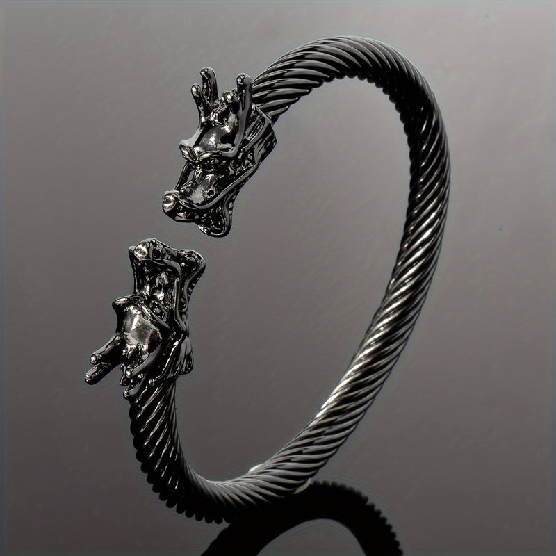 Double Dragon Copper Bracelet – Rock & Hip-Hop Style, Unisex