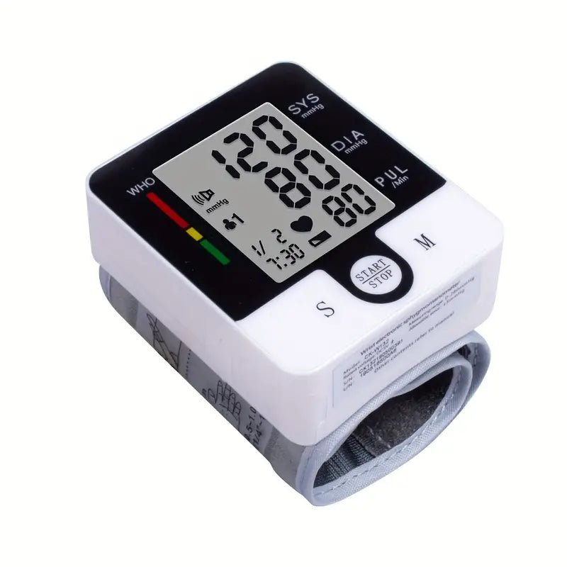 Digital Wrist Blood Pressure Monitor for Adults - Voice-Activated, Heart Rate & Adjustable Cuff