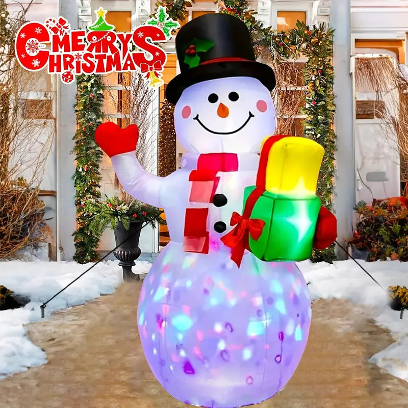 5FT Rotating Christmas Inflatable Snowman Decoration with 360° Colorful LED Lights, Outdoor & Indoor Yard Garden Decor