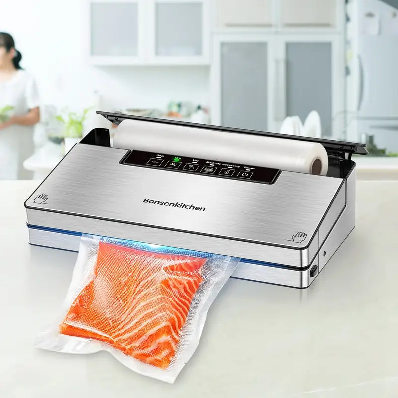 Stainless Steel Food Vacuum Sealer with Built-in Cutter