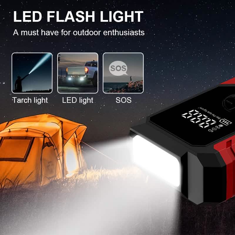 Portable 12V Car Jump Starter, Battery Charger, Air Pump (LED Display)