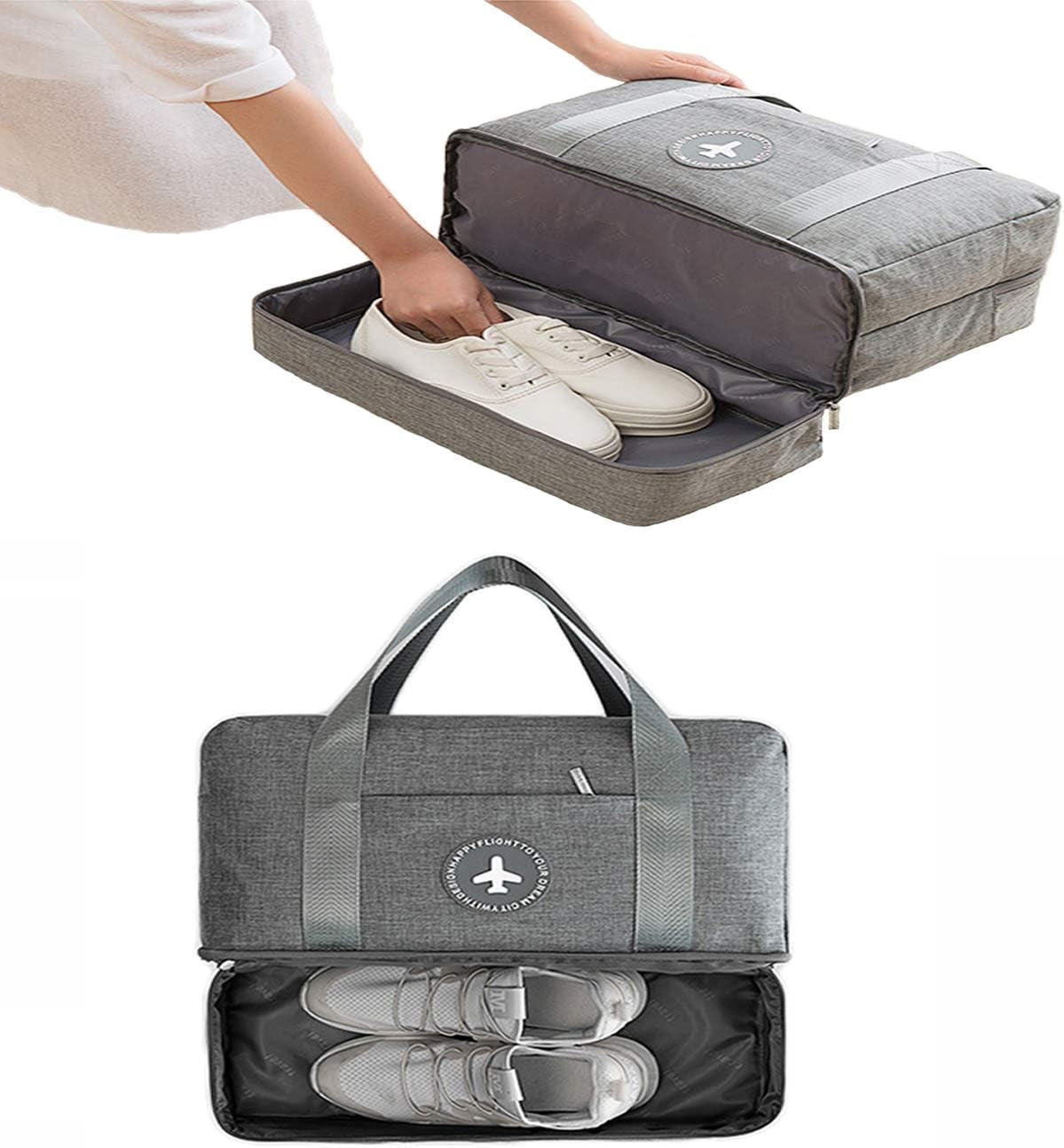 Base compartment open with shoes inside