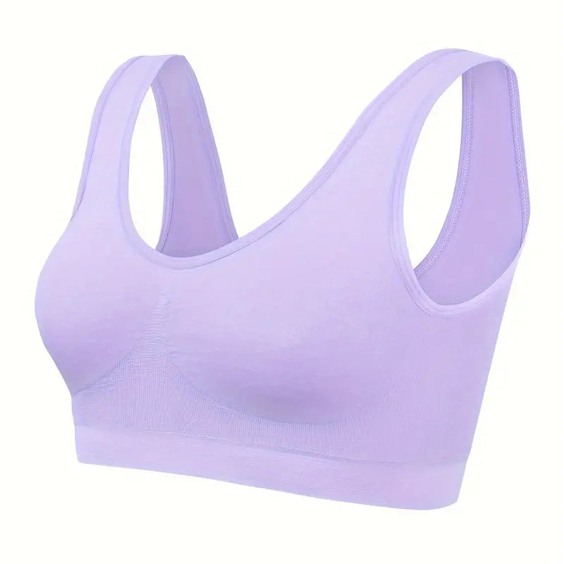 7-Pack: Solid Seamless Bra, Comfy Breathable Sporty Bra for Women's Lingerie & Underwear