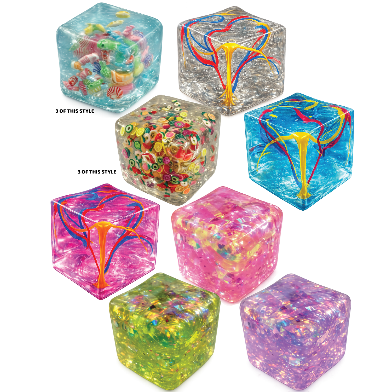 Fun Doh Squishy Charm Cube Sensory Fidget Toy – Assorted Styles