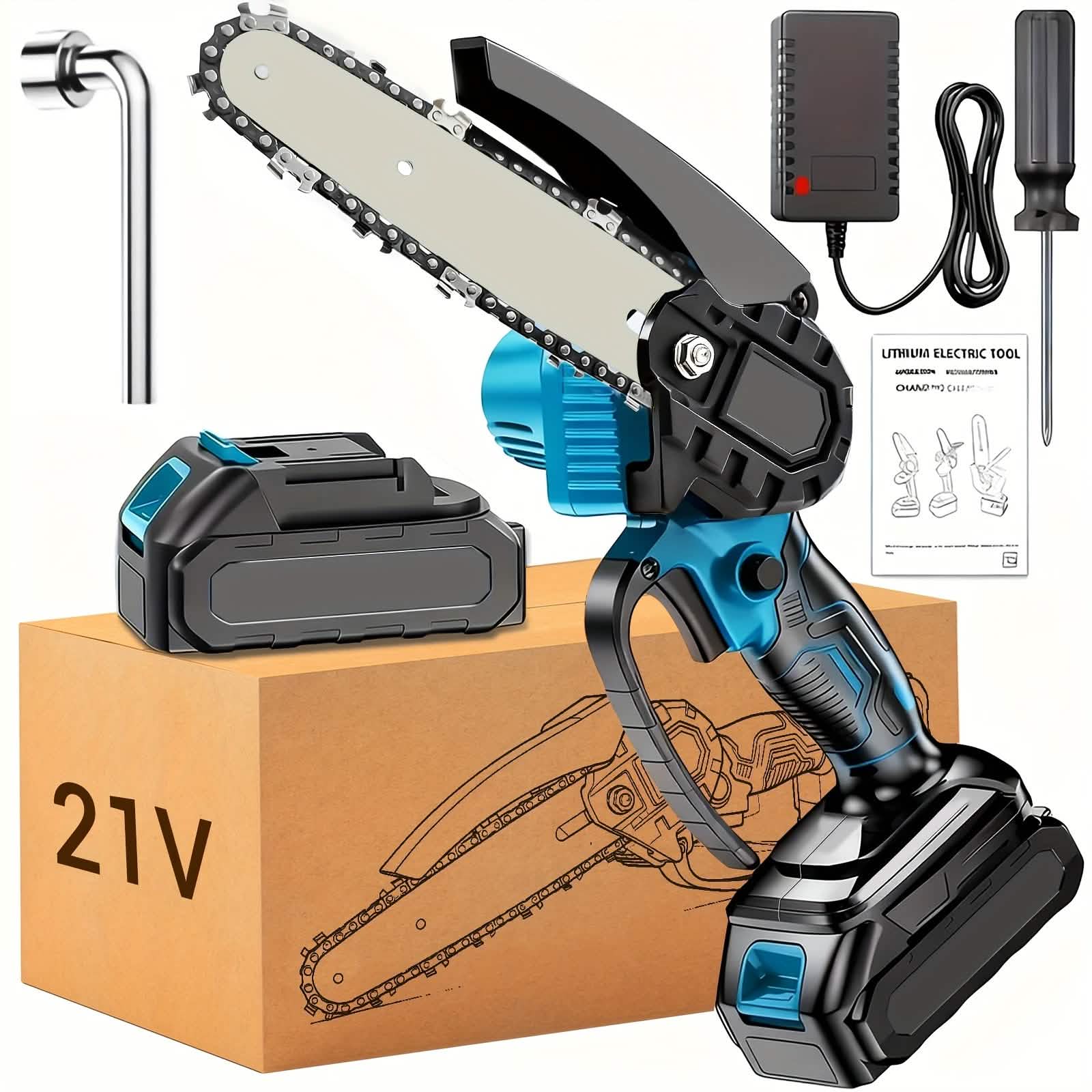 6-inch Cordless Mini Chainsaw – Handheld Electric, Lightweight, Battery-Powered