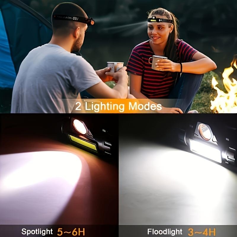 Two lighting modes: spotlight runs 5 to 6 hours, floodlight 3 to 4 hours