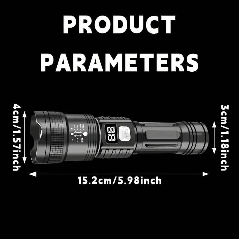 Ultra-Bright Tactical LED Flashlight – 3 Modes, USB Rechargeable, 600 Lumen, Outdoor, Hiking & Camping