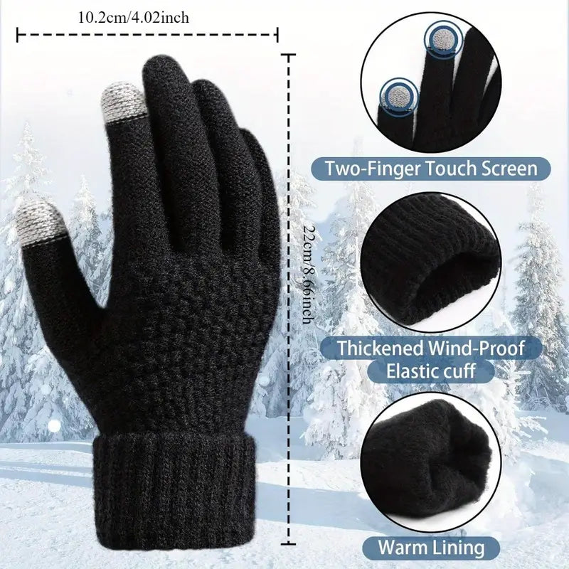 Soft Touchscreen Winter Gloves Elastic Cuff Knit for Cold Weather