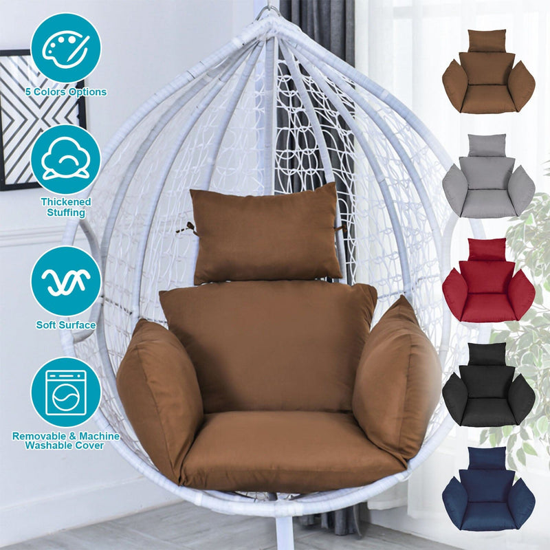 Egg Chair Hanging Basket Seat Cushion with Headrest Furniture & Decor - DailySale