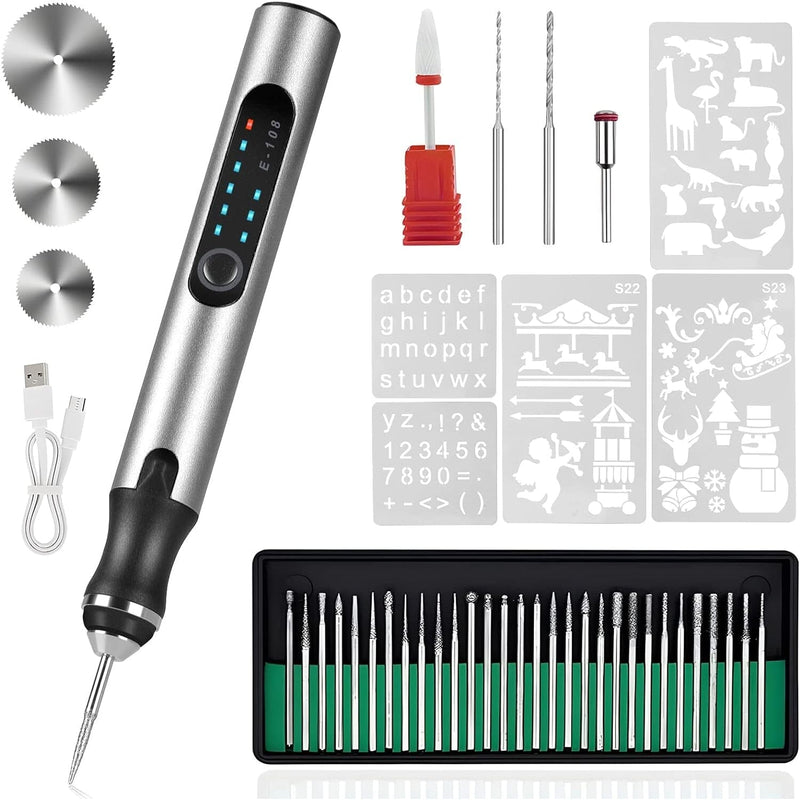 Electric Cordless Engraving Pen Arts & Crafts Silver - DailySale