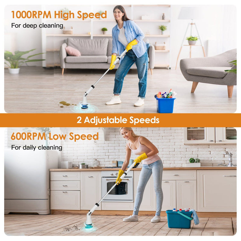 Electric Cordless Spin Scrubber Cleaning Brush with 4 Replaceable Heads Household Appliances - DailySale