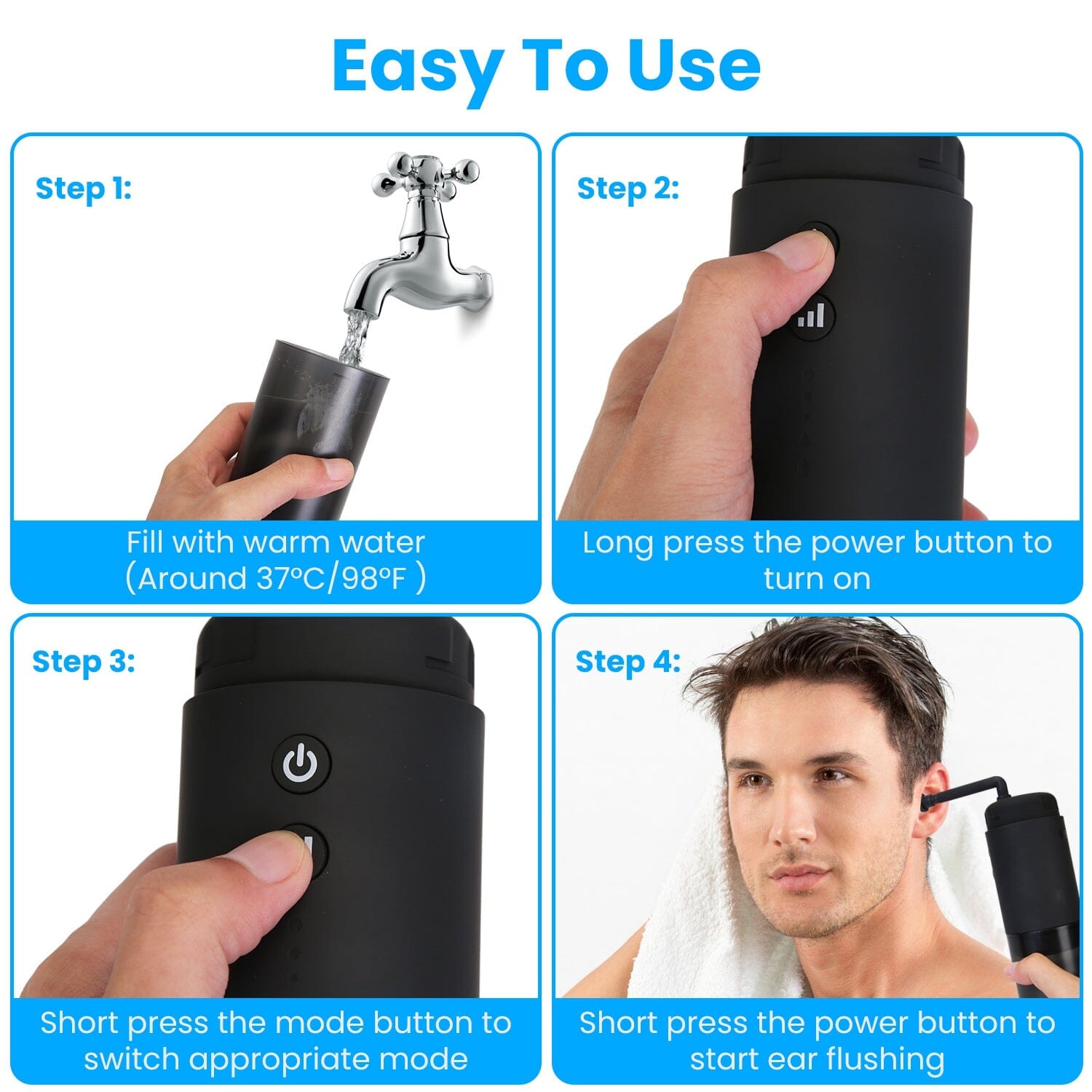 Electric Ear Wax Removal Kit with 3 Modes 6 Ear Tips IPX7 Waterproof USB Rechargeable Beauty & Personal Care - DailySale