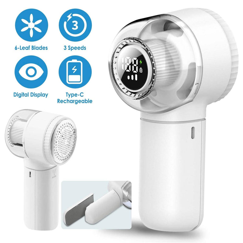 Electric Fabric Shaver with 3 Speeds Lint Brush Digital Display Household Appliances - DailySale