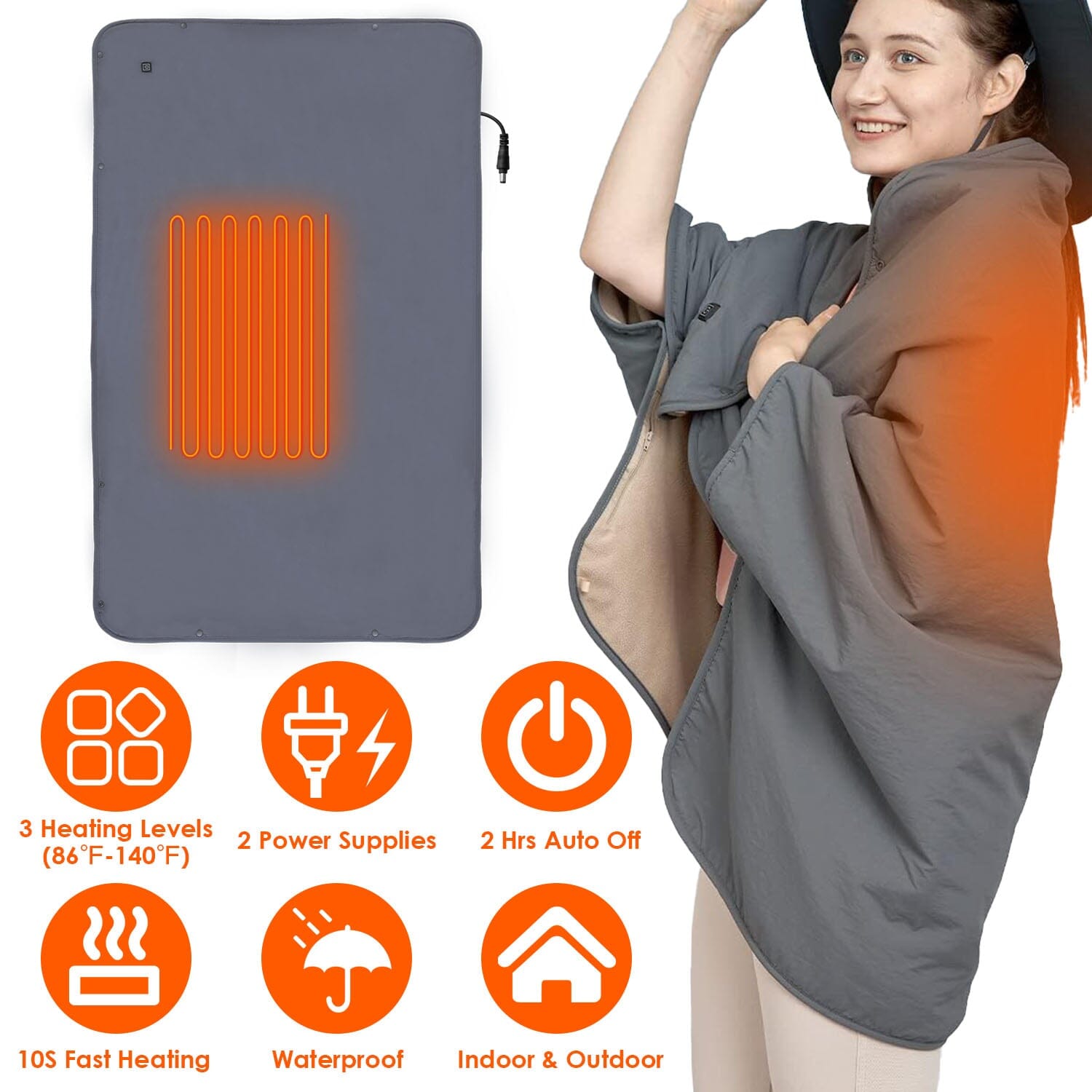 Electric Heated Throw Full Body Shawl Wellness - DailySale