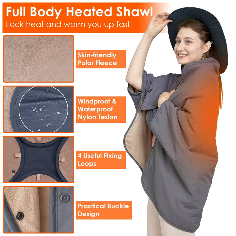 Electric Heated Throw Full Body Shawl Wellness - DailySale