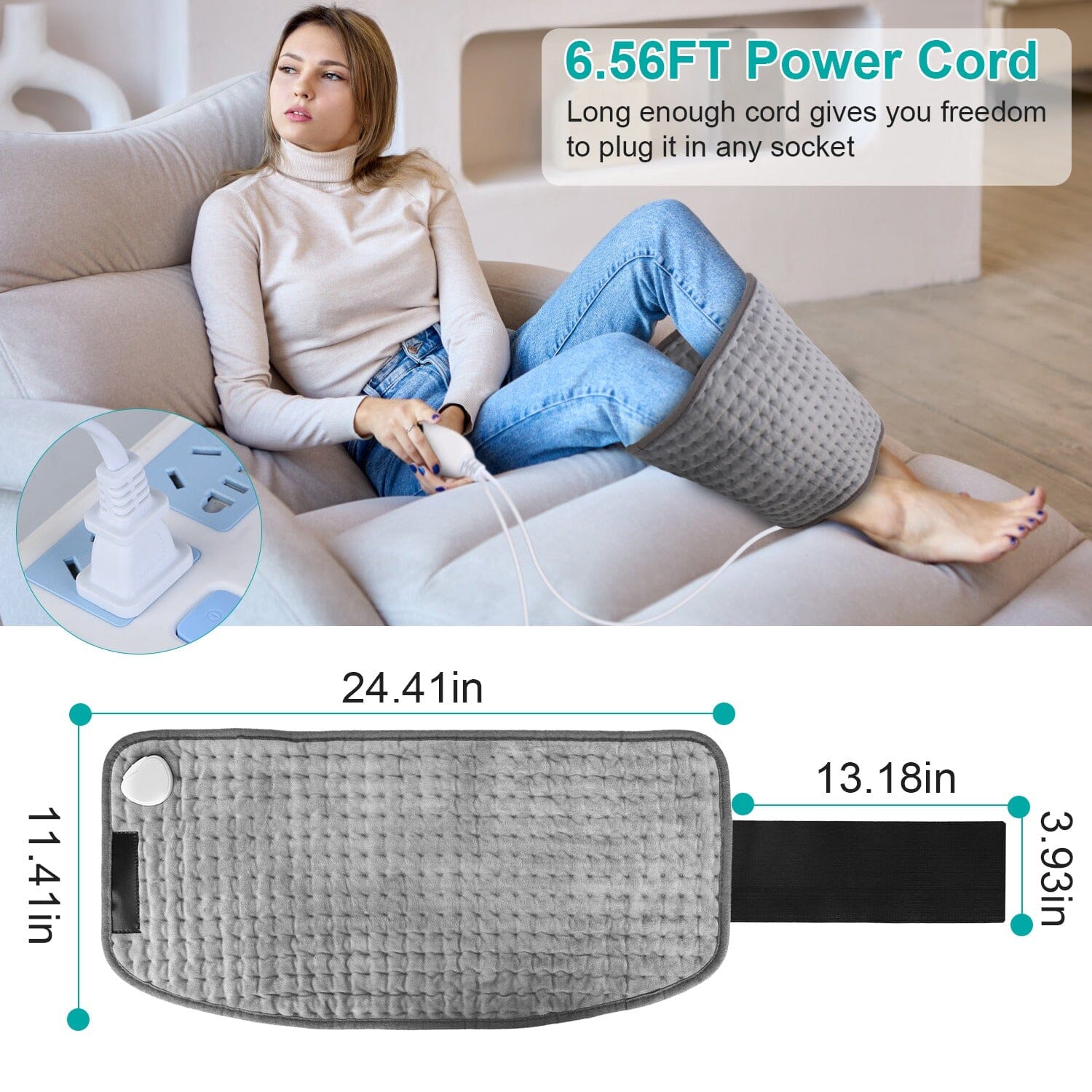 Electric Heating Pad for Back Abdomen Shoulder with 10 Adjustable Temperature Smart Timer Setting Wellness - DailySale