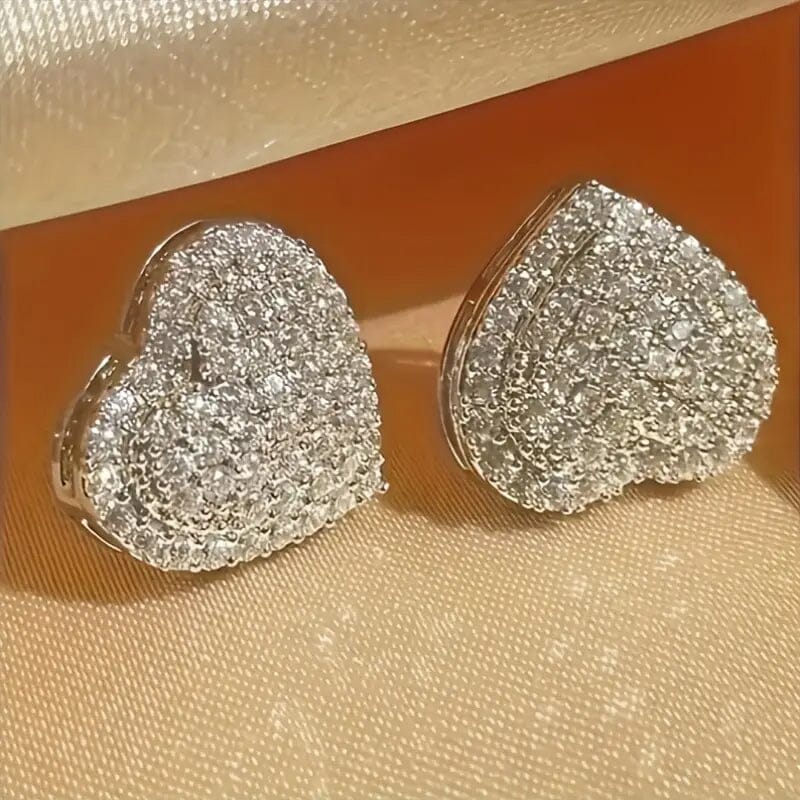 Elegant Heart-Shaped Zirconia Stud Earrings Earrings - DailySale