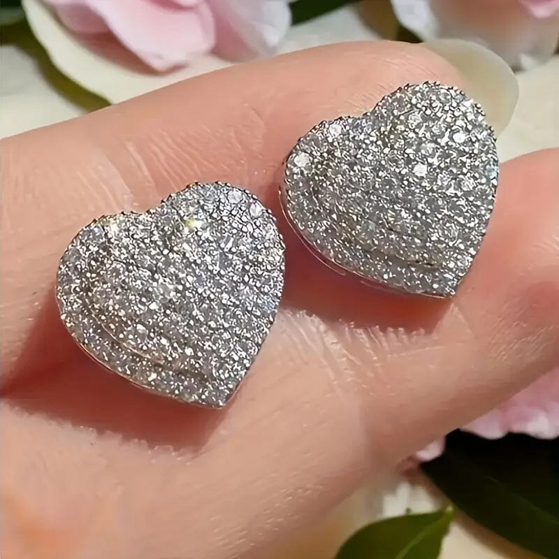 Elegant Heart-Shaped Zirconia Stud Earrings Earrings - DailySale