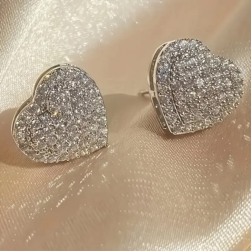 Elegant Heart-Shaped Zirconia Stud Earrings Earrings - DailySale