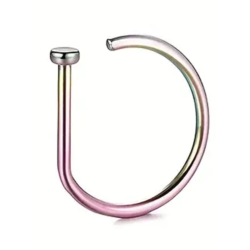 Elegant Punk-Style Stainless Steel Nose Rings - Clip-On Non-Piercing Design Earrings Pink - DailySale