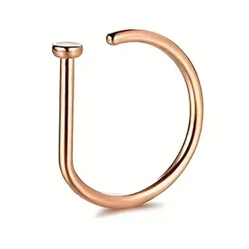 Elegant Punk-Style Stainless Steel Nose Rings - Clip-On Non-Piercing Design Earrings Rose Gold - DailySale