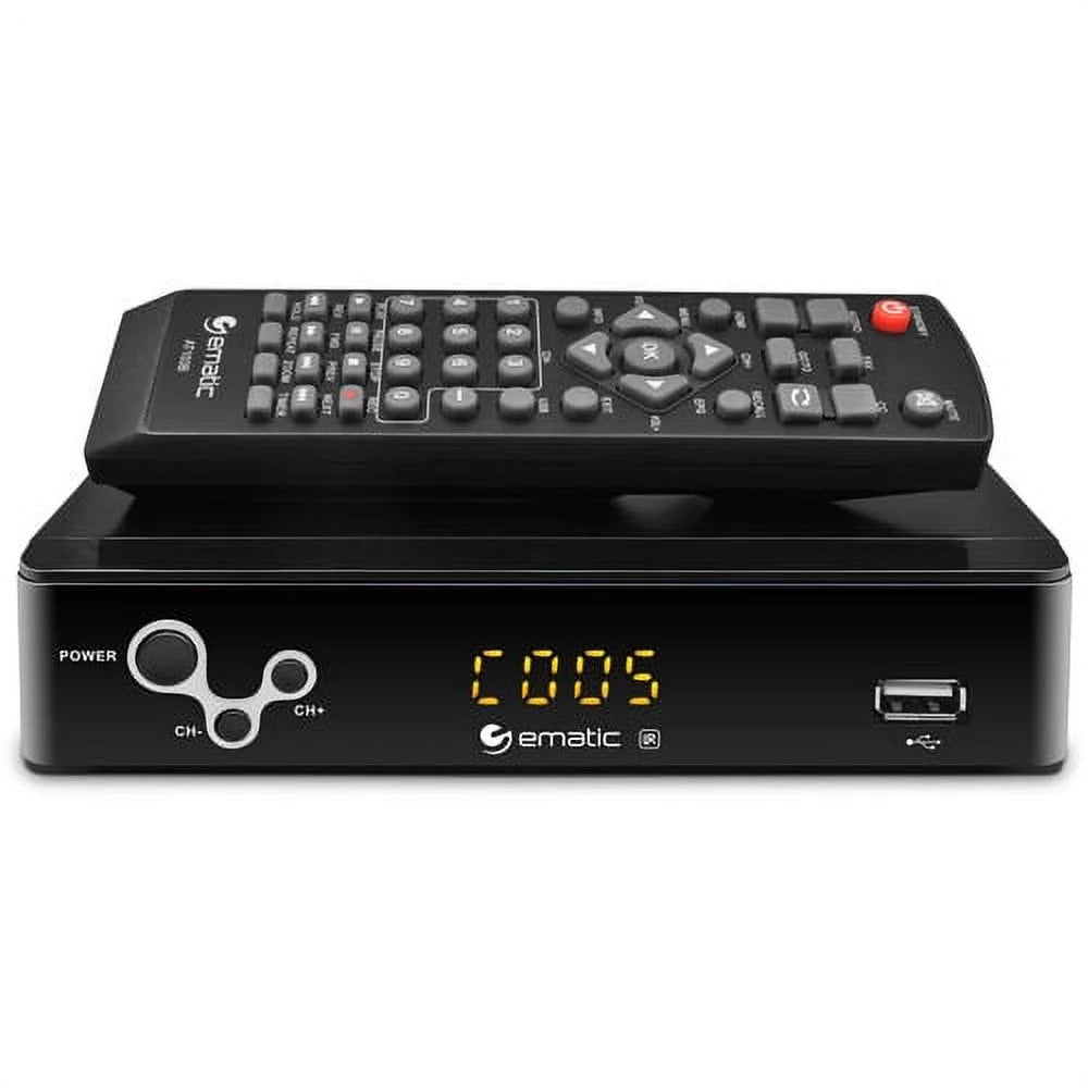 Ematic AT103B Digital Converter Box with LED Display and Recording Capabilities (Black) TV & Video - DailySale