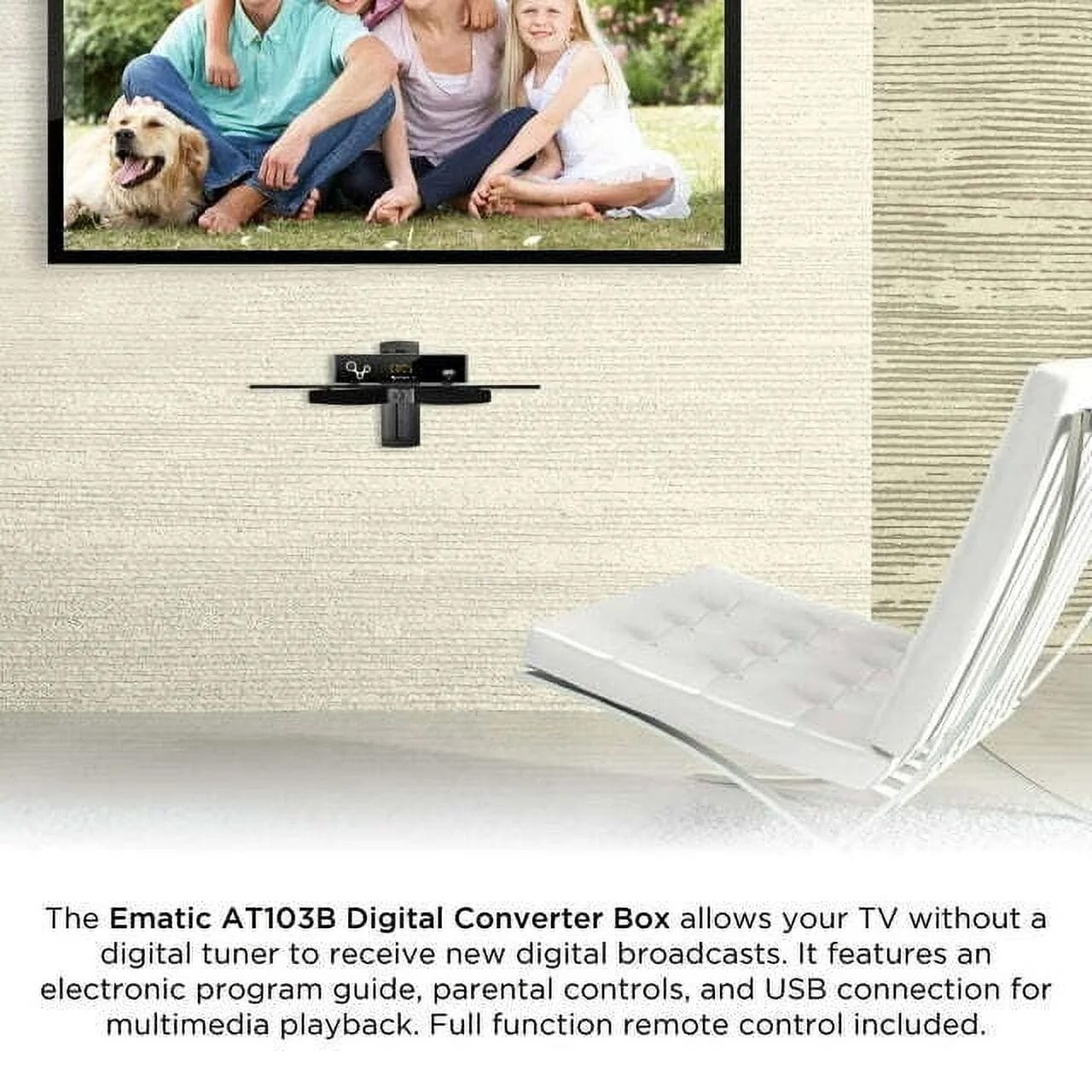 Ematic AT103B Digital Converter Box with LED Display and Recording Capabilities (Refurbished) TV & Video - DailySale