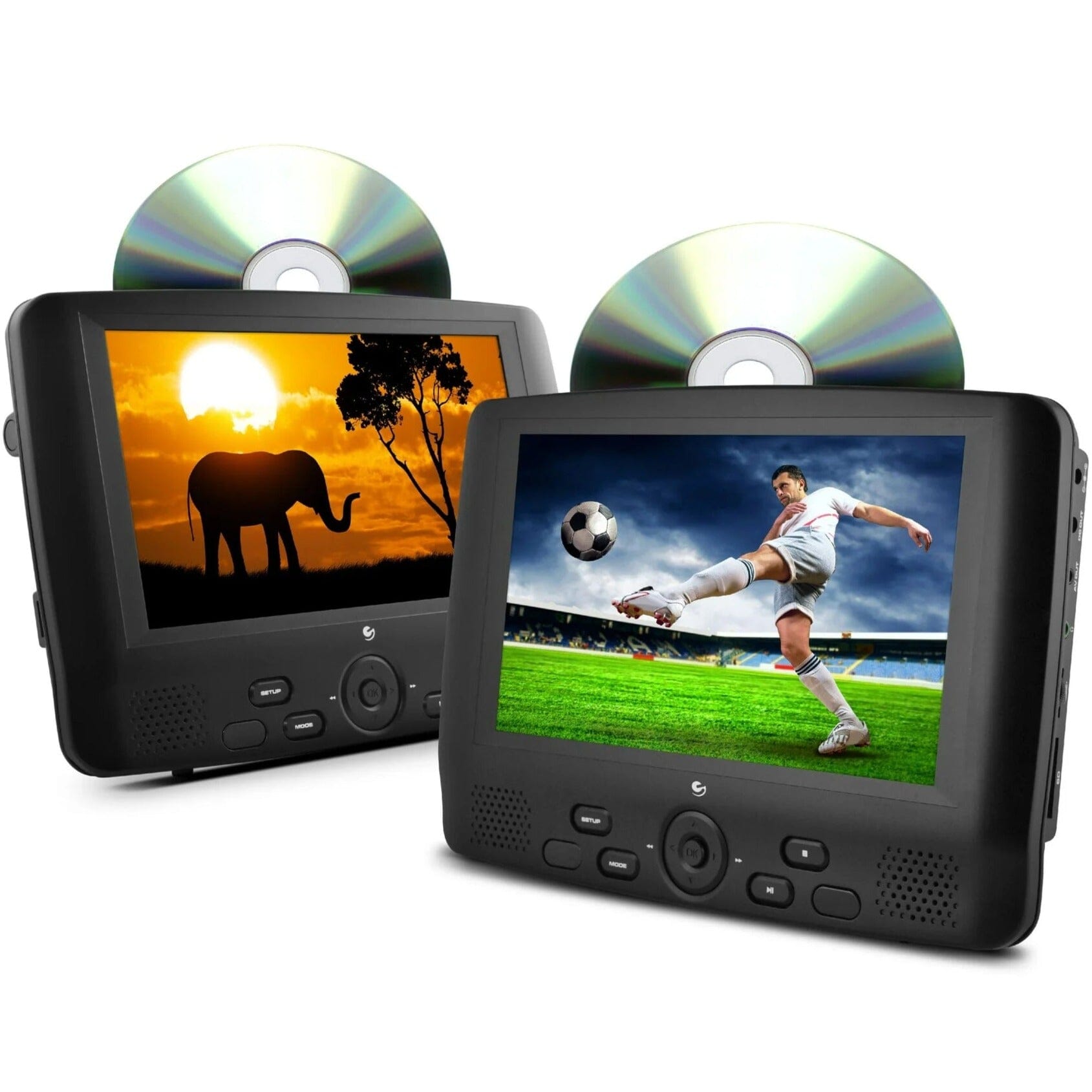 Ematic ED929D 9" Dual Screen Portable DVD Player with Dual DVD Players (Refurbished) Automotive - DailySale