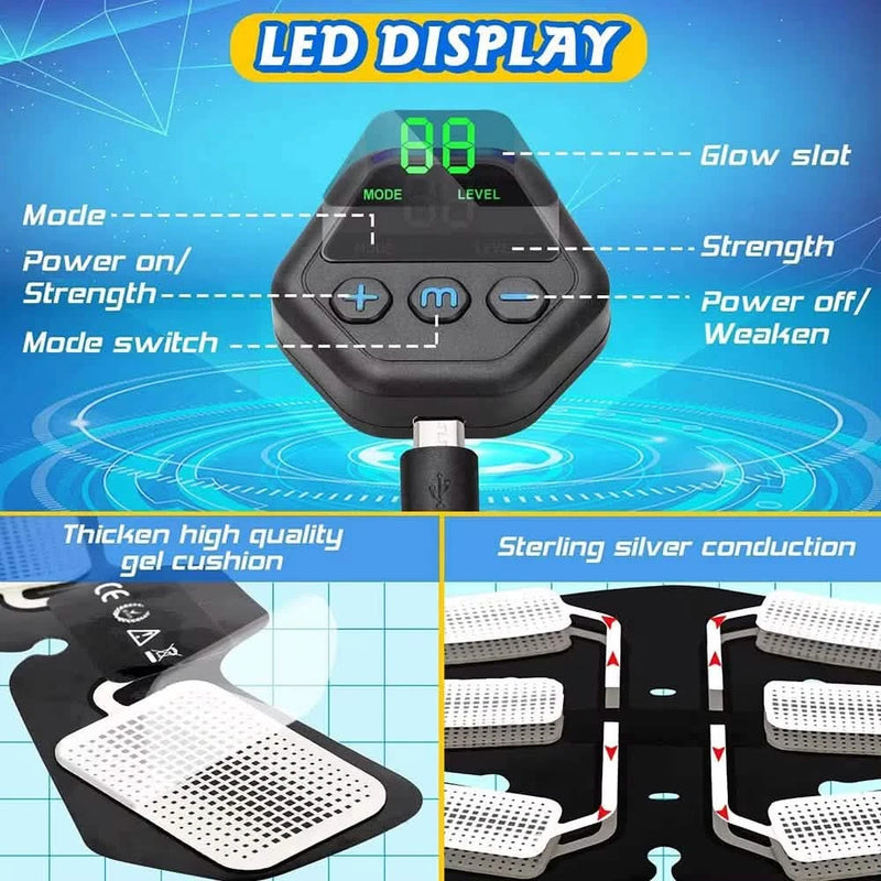 EMS Muscle Stimulator LCD Screen USB Rechargeable Portable Trainer Fitness - DailySale