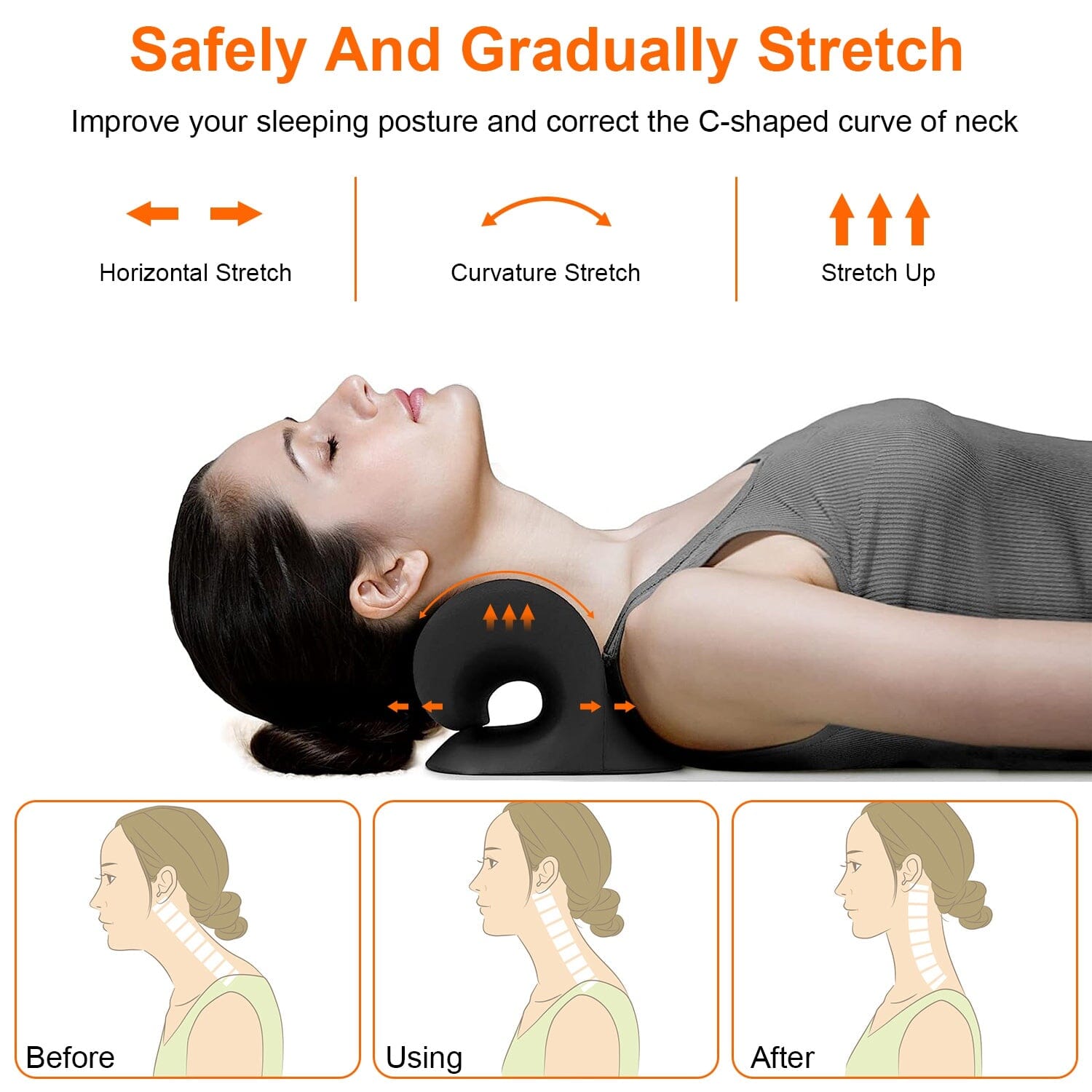 Ergonomic Heated Neck Stretcher Cervical Traction Therapy Pillow with Graphene Heating Pad Wellness - DailySale